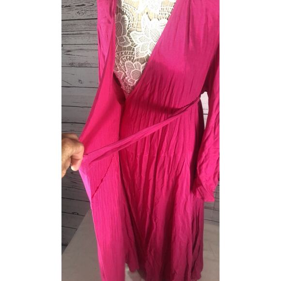 NWT Belma Vintage pink wrap long sleeved maxi dress one size plus - Picture 9 of 13